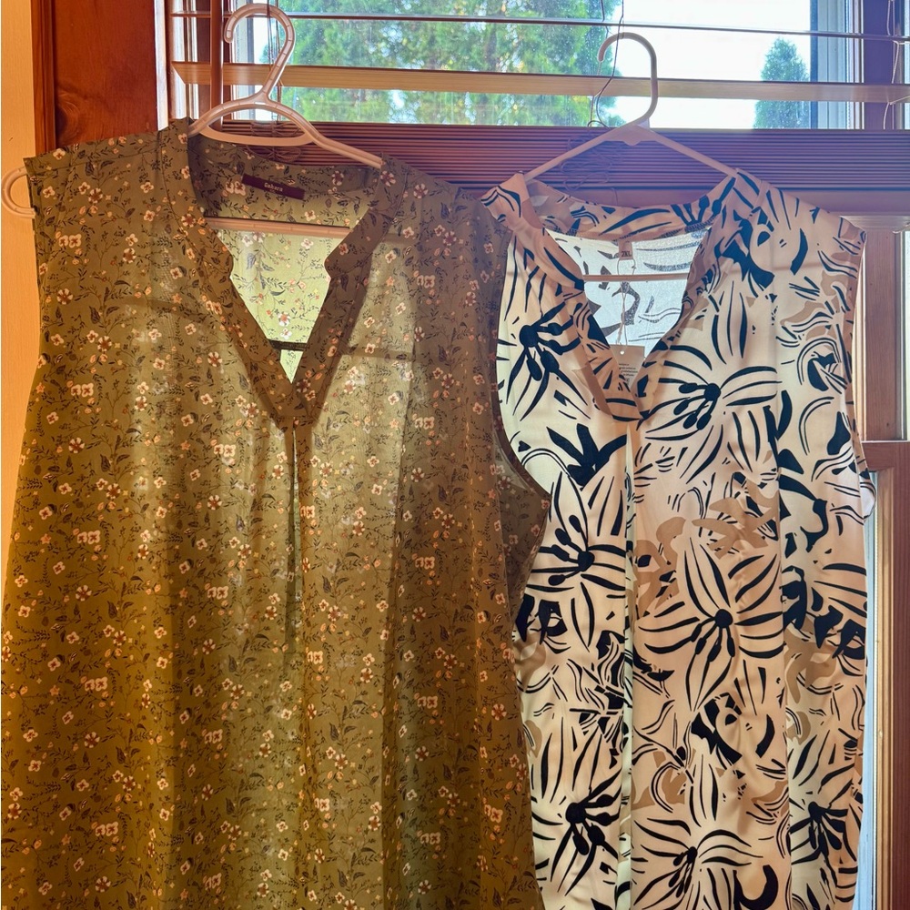 Floral and Leaf Print Sleeveless Tops
